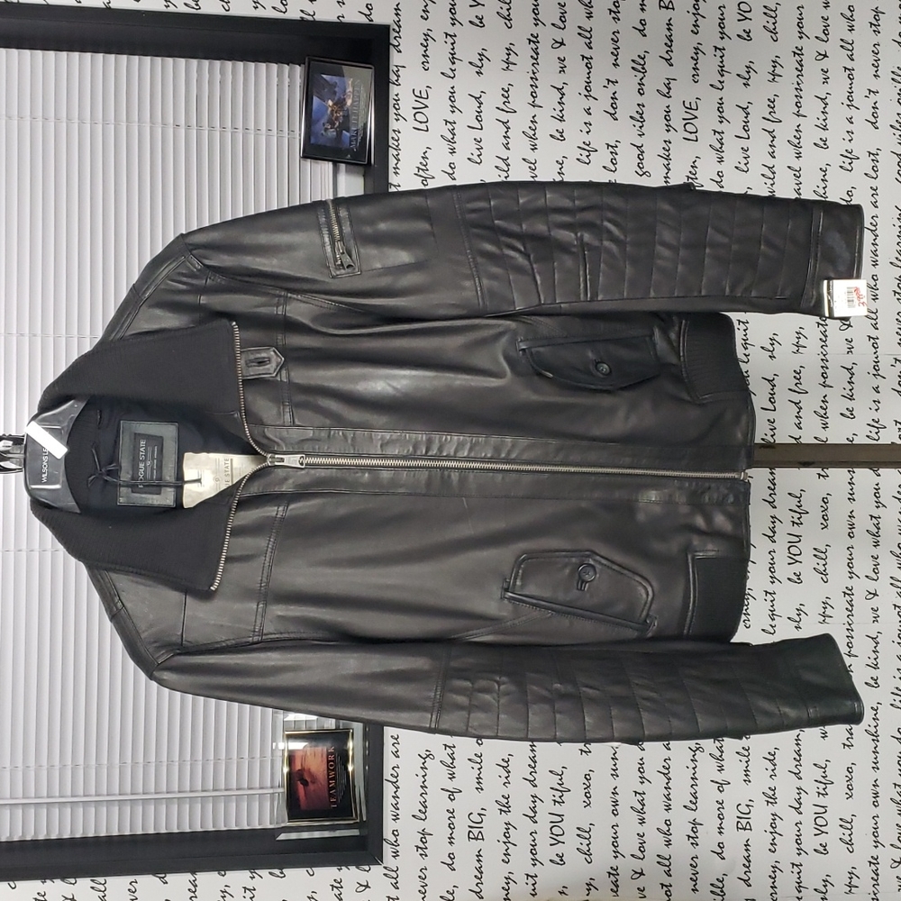 💥Lighting Sale💥 Men's Small Black Rogue State Genuine Leather Coat